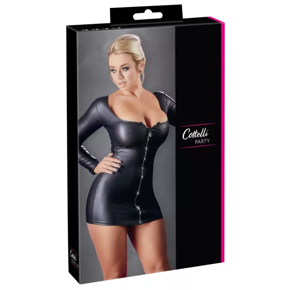 Cottelli - Black Party Dress with Rhinestone Zipper