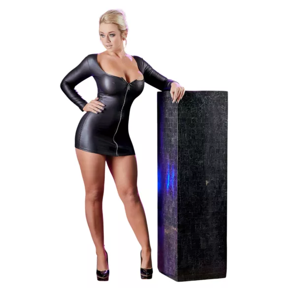 Cottelli - Black Party Dress with Rhinestone Zipper - L