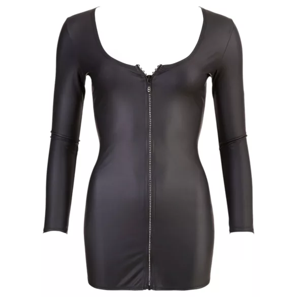 Cottelli - Black Party Dress with Rhinestone Zipper - L