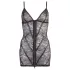 Cottelli - Shiny Striped Lace Dress (Black) - XL