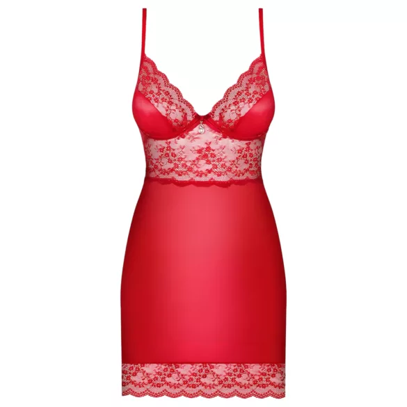 Obsessive Lovica - Lace Nightgown & Thong Set (Red) - L/XL