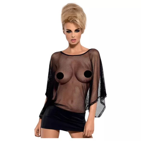Obsessive Punker - Sheer Black Mini Dress & Thong Set