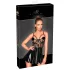 Noir - Black Patent Dress with Mesh Insets - M