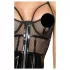 Noir - Black Patent Dress with Mesh Insets - M