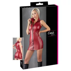 Cottelli Party - sleeveless shiny mini dress with zip (red)