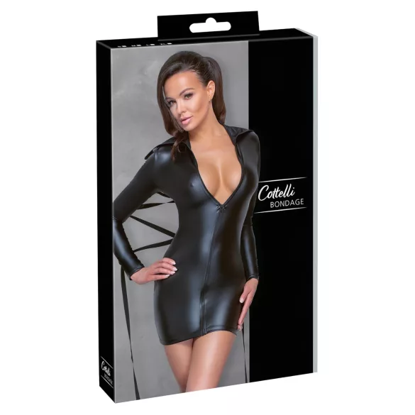 Cottelli Bondage - Shiny Effect Dress with Ties (Black) - M