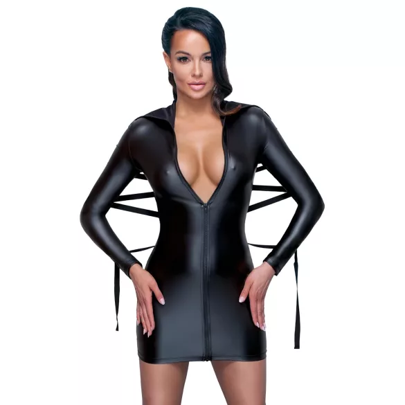 Cottelli Bondage - Shiny Effect Dress with Ties (Black) - L
