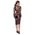 Noir - Sheer Floral Long Sleeve Dress (Black)  - M