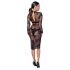 Noir - Sheer Floral Long Sleeve Dress (Black)  - M