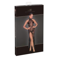 Noir - Sheer Black Floral Maxi Dress - M