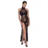 Noir - Sheer Black Floral Maxi Dress - L