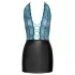 Cottelli - Shiny Lace-Up Dress with Lace (Black-Green) - L