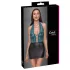 Cottelli - Shiny Lace-Up Dress with Lace (Black-Green) - XL