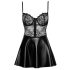 Noir - Black Lace Top Shiny Dress - M