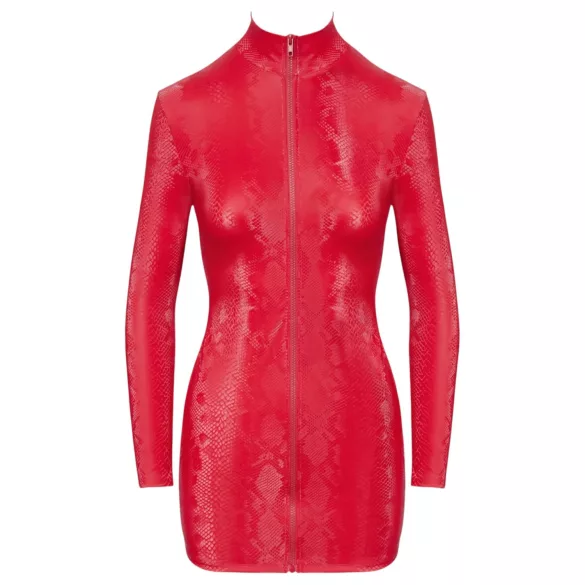 Cottelli - Snakeskin Pattern Mini Dress (Red) - M