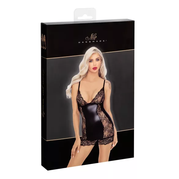 Noir - Black Mini Dress with Sheer Sides - L