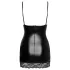 Noir - Black Mini Dress with Sheer Sides - L