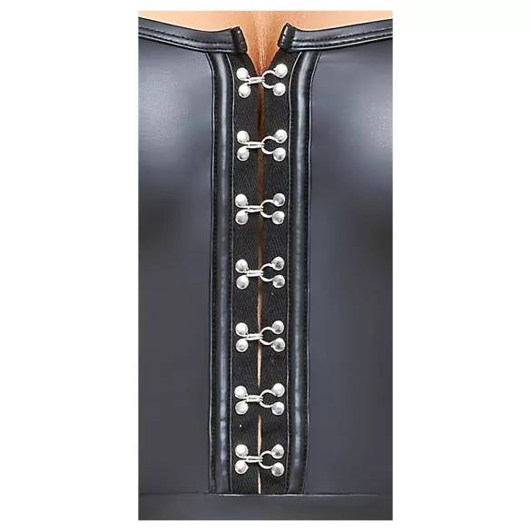 Cottelli - Shiny Mini Dress with Pleated Skirt (Black) - M