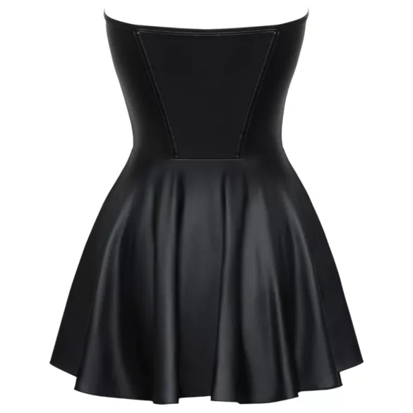 Cottelli - Shiny Mini Dress with Pleated Skirt (Black) - M