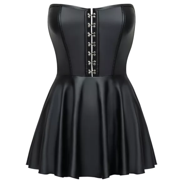 Cottelli - Shiny Mini Dress with Pleated Skirt (Black) - L