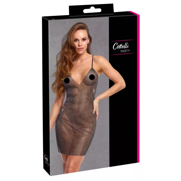 Cottelli Party - sexy chain‑effect mini dress (black) - S/M