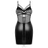 Obsessive Dominna - Shiny Sheer Panel Dominatrix Dress (Black)