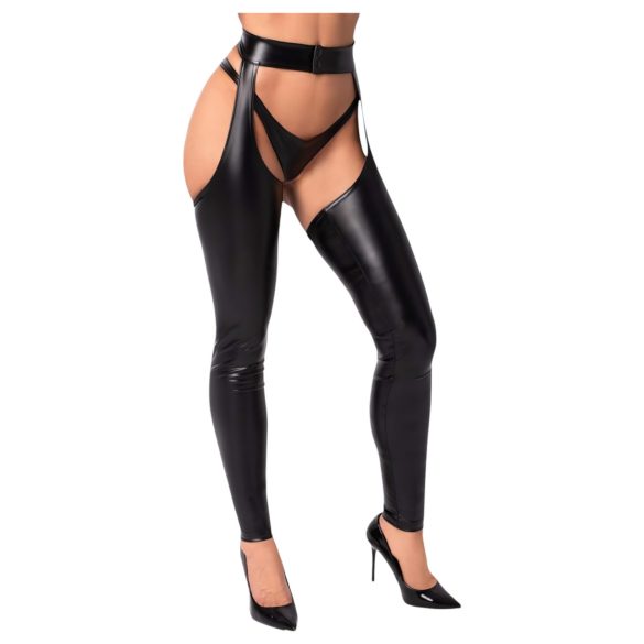 Noir - Glossy Tights - Chaps Style (Black) - L