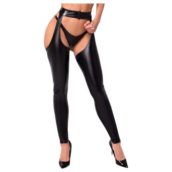 Noir - Glossy Tights - Chaps Style (Black) - L