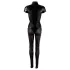 Cottelli - short-sleeved shiny catsuit (black) - L