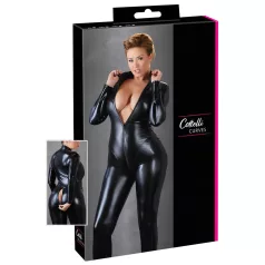   Cottelli Plus Size - Shiny Long-Sleeve Party Jumpsuit (Black) - 4XL