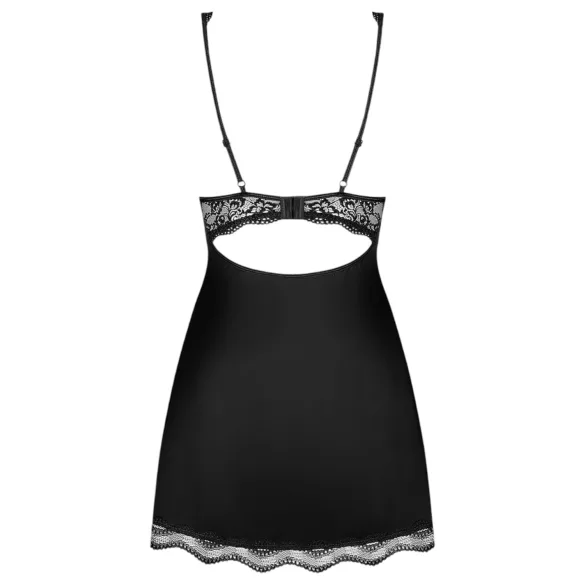 Obsessive Luvae - Floral Strappy Nightgown with Thong (Black)  - L/XL