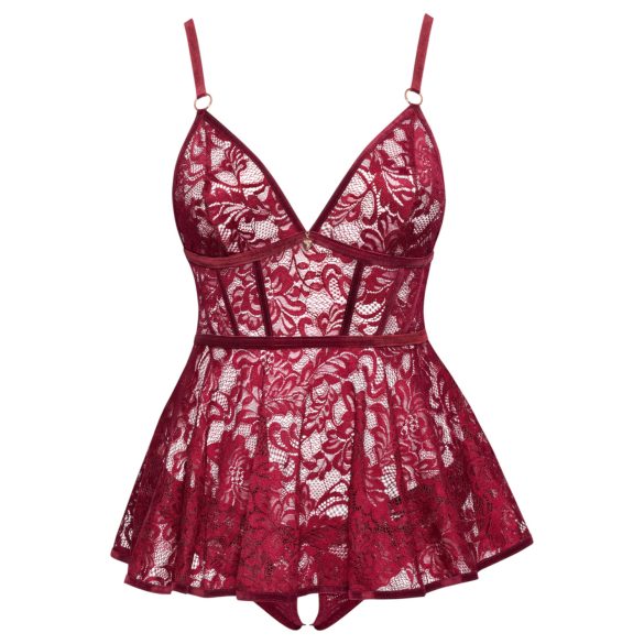 Cottelli Curves - Lace Mini Dress Set (Red)
