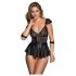 Cottelli Bondage - Lace Mini Dress with Handcuffs (Black) - M
