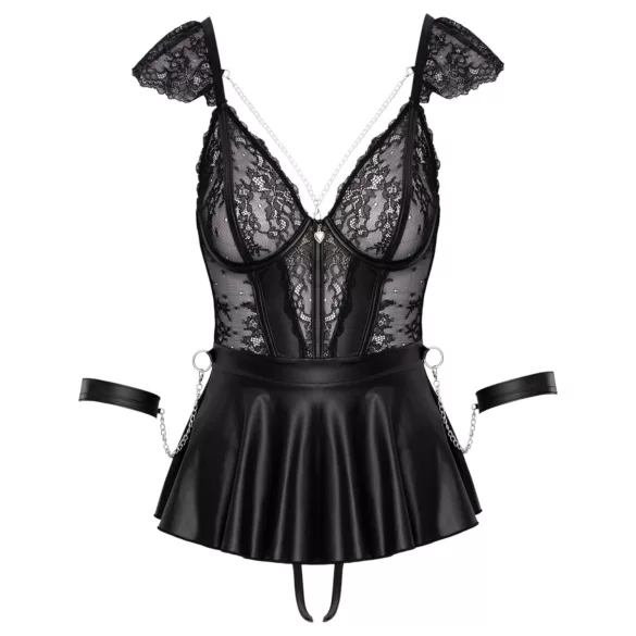 Cottelli Bondage - Lace Mini Dress with Handcuffs (Black) - L