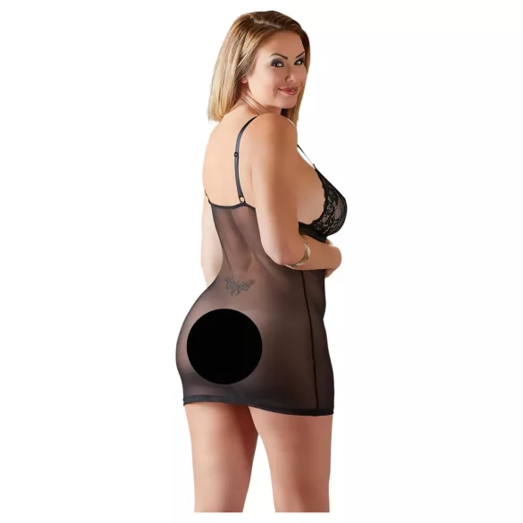 Cottelli Plus Size - Sheer Lace Nightgown (Black) - 2XL