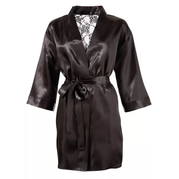 Cottelli - Satin-Lace Short Robe (Black) - L/XL