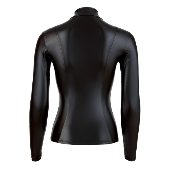 Cottelli - Shiny Long-Sleeve Women's Top (Black) - M
