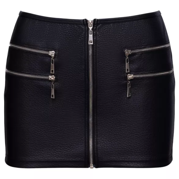 Cottelli - Faux Leather Mini Skirt with Zip (Black)