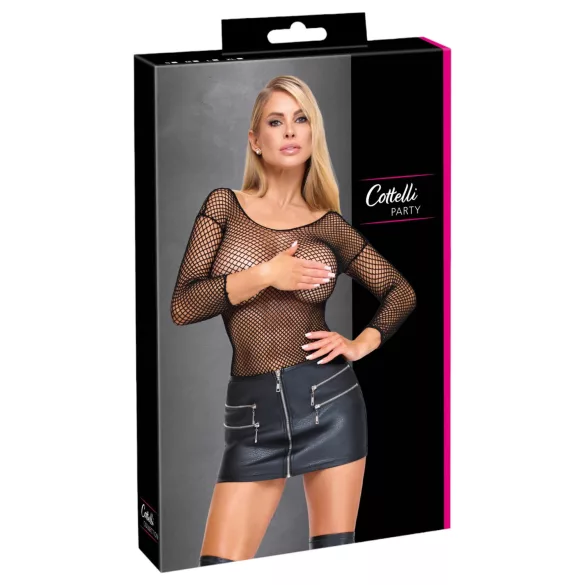 Cottelli - Faux Leather Mini Skirt with Zip (Black) - M