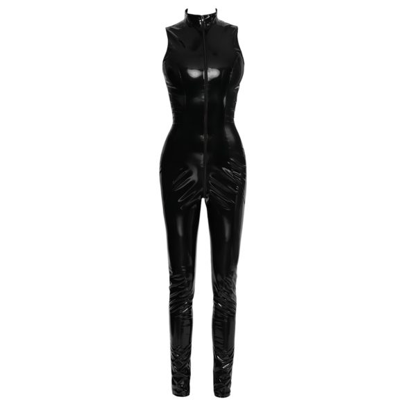 Black Level - Shiny Zipper Jumpsuit (Black) - S