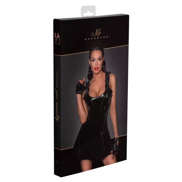 Noir - Ruffled Mini Dress (Black) - L