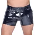 Black Level - Men's Vinyl Shorts with Side Pockets (Black) - L