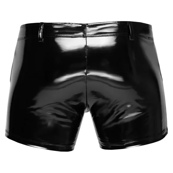 Black Level - Men's Vinyl Shorts with Side Pockets (Black) - 2XL
