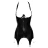 Late X - Open-Cup Latex Suspender Top (Black)