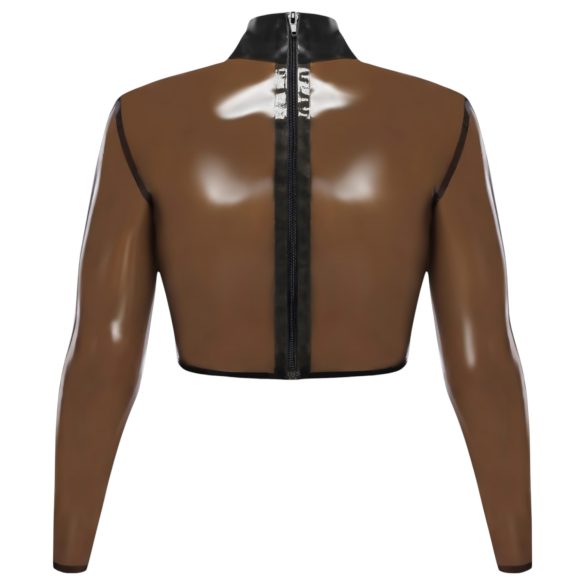 LATEX - Sheer Black Latex Top - L