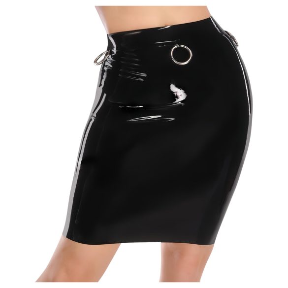 LATEX - Black Midi Skirt - M
