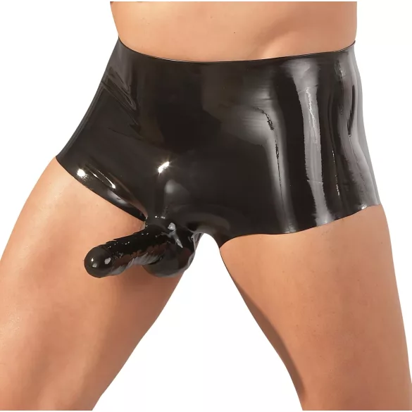 Latex boxer shorts + penis sleeve (black)