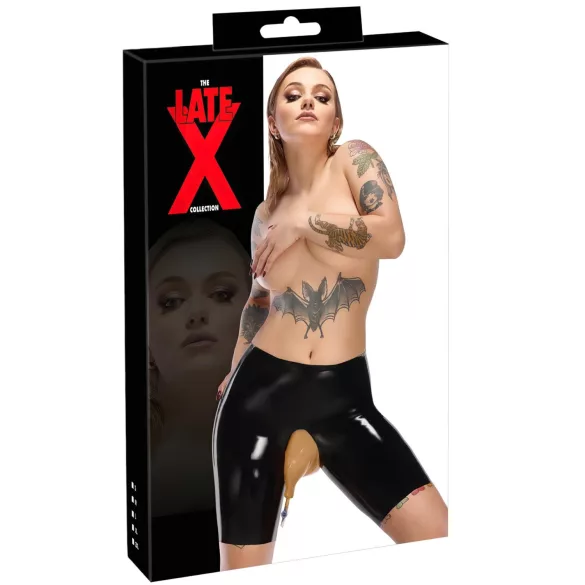 LATEX - latex incontinence pants with drain opening (black)