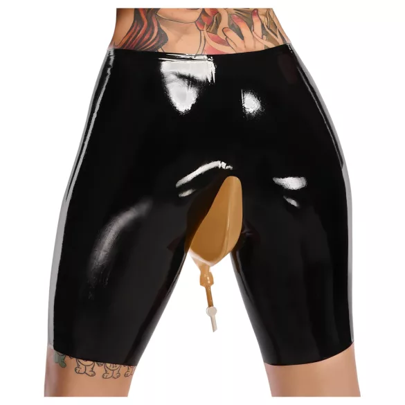 LATEX - latex incontinence pants with drain opening (black)