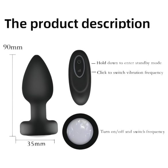 Mrow - Glow-in-the-Dark Radio-Controlled Anal Vibrator (Black)